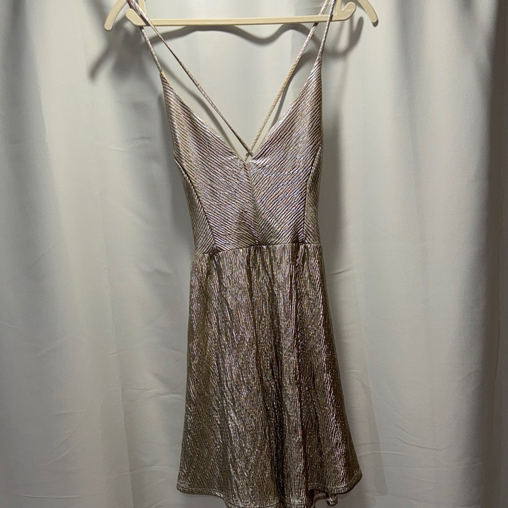 Gold Metallic Mini Dress